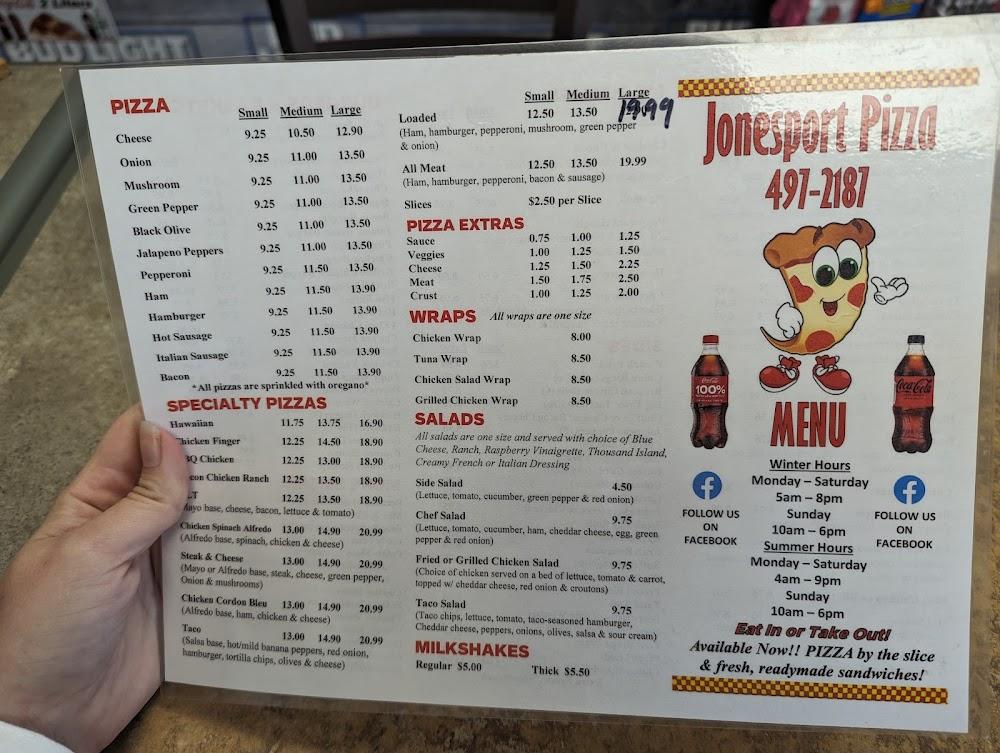 Jonesport Pizza Shop Menu image 2